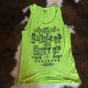 Rock 47 western cowgirl tank top lime green 💚XL